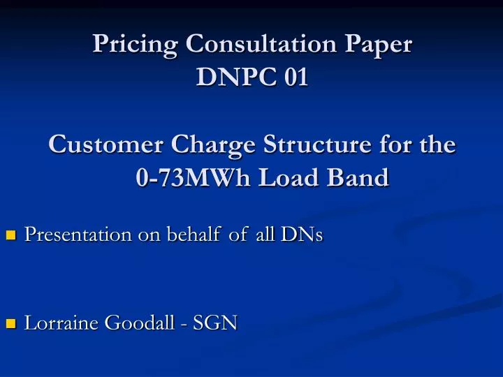 pricing consultation paper dnpc 01 customer charge structure for the 0 73mwh load band
