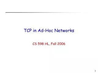 TCP in Ad-Hoc Networks