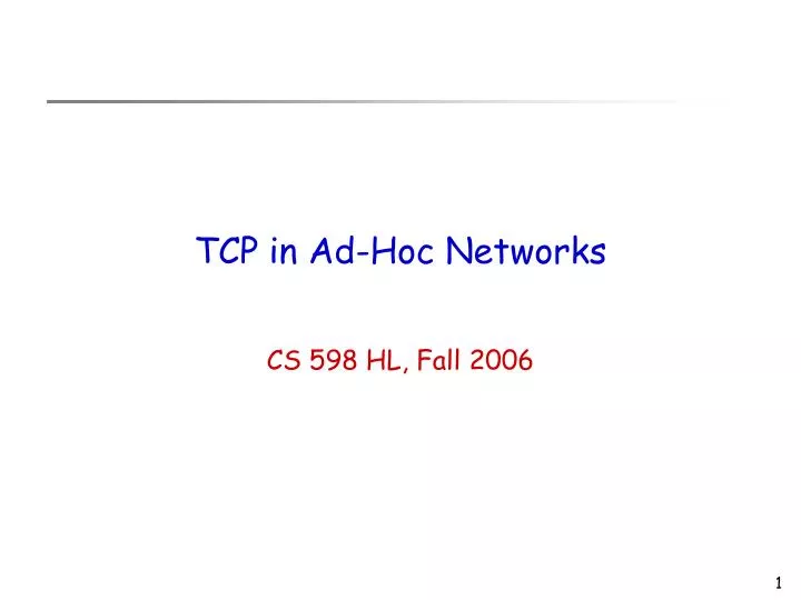 tcp in ad hoc networks