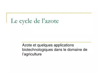 le cycle de l azote