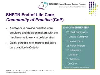 SHRTN End-of-Life Care Community of Practice (CoP)
