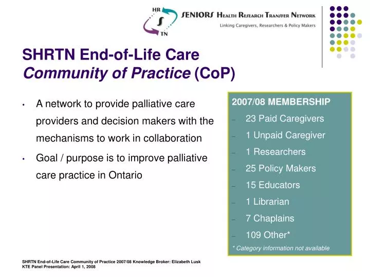 shrtn end of life care community of practice cop