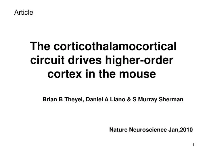 the corticothalamocortical circuit drives higher order cortex in the mouse