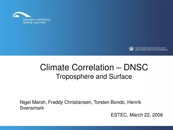 climate correlation dnsc troposphere and surface