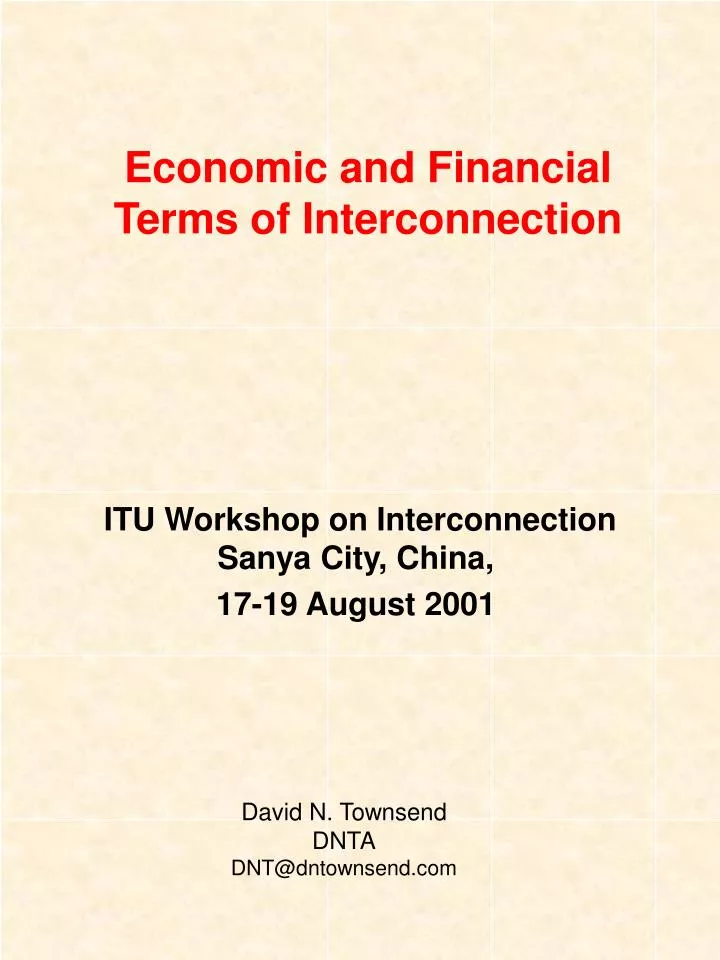 economic and financial terms of interconnection