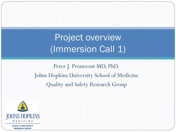 project overview immersion call 1