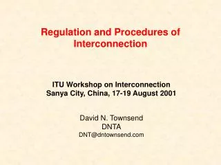 Regulation and Procedures of Interconnection