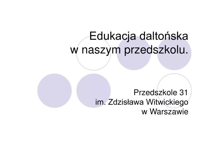 edukacja dalto ska w naszym przedszkolu