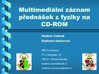 multimedi ln z znam p edn ek z fyziky na cd rom