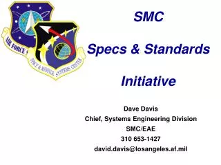 SMC Specs &amp; Standards Initiative