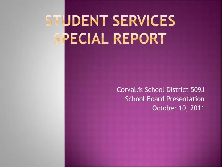 student services special report