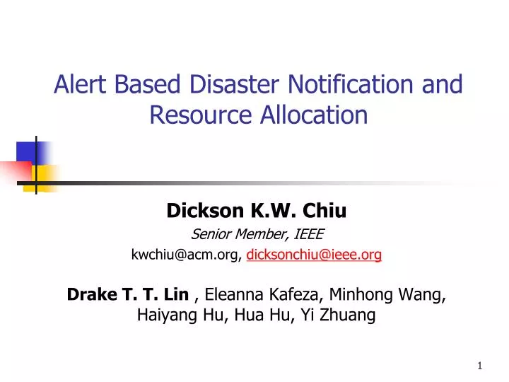 alert based disaster notification and resource allocation
