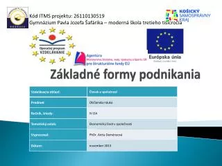 z kladn formy podnikania