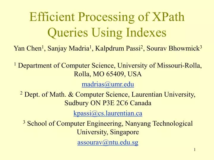efficient processing of xpath queries using indexes