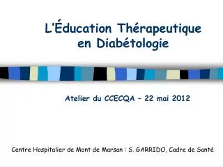 l ducation th rapeutique en diab tologie