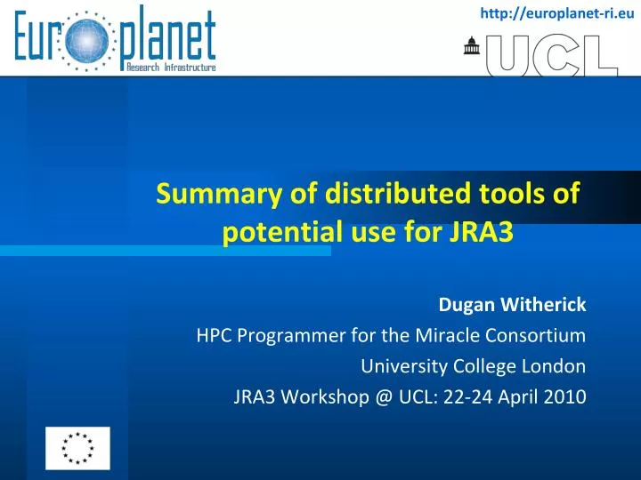 summary of distributed tools of potential use for jra3