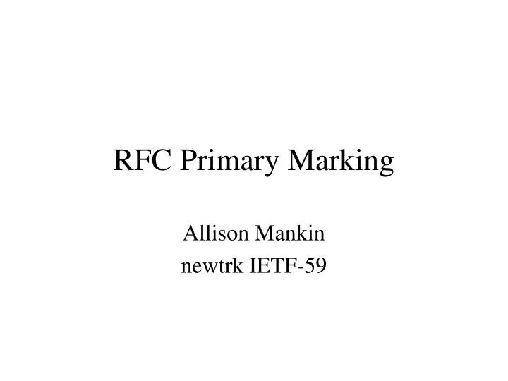 rfc primary marking