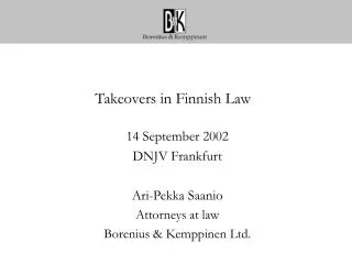 Takeovers in Finnish Law