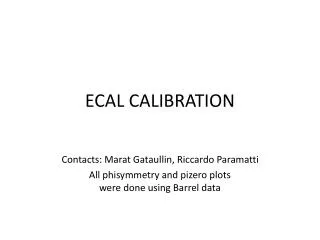 ECAL CALIBRATION