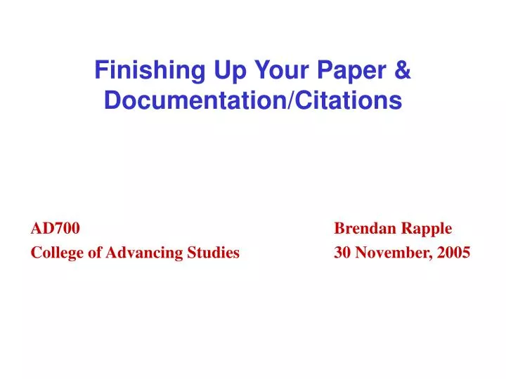 finishing up your paper documentation citations