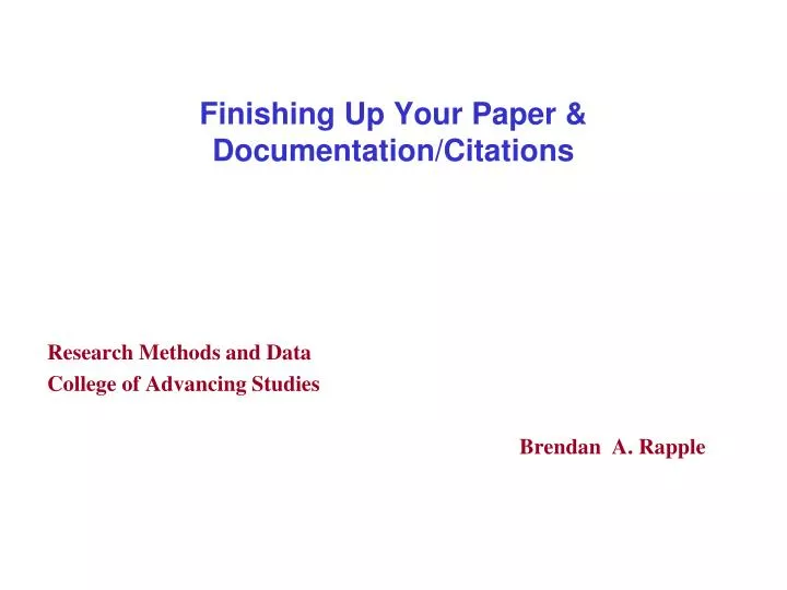 finishing up your paper documentation citations