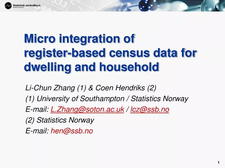 micro integration of register based census data for dwelling and household