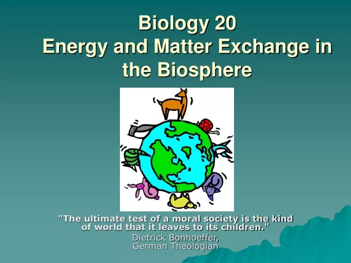 biology 20 energy and matter exchange in the biosphere