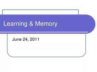 Learning &amp; Memory