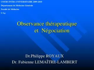 observance th rapeutique et n gociation