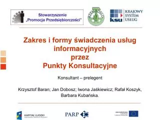 zakres i formy wiadczenia us ug informacyjnych przez punkty konsultacyjne