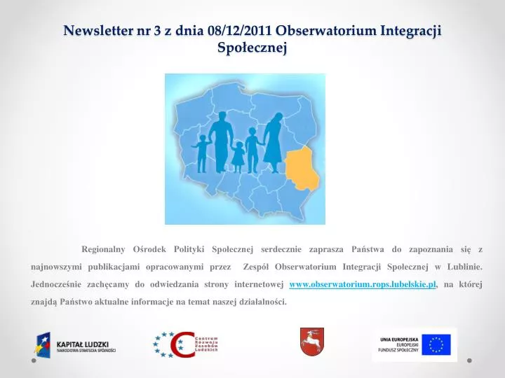 newsletter nr 3 z dnia 08 12 2011 obserwatorium integracji spo ecznej