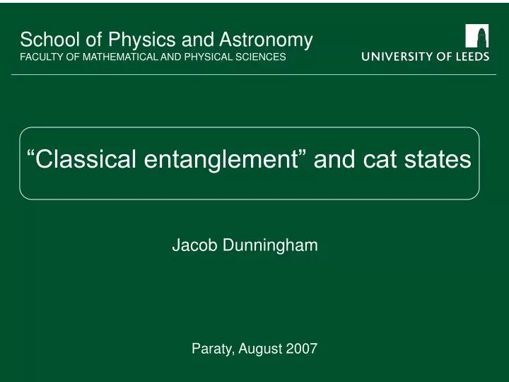 classical entanglement and cat states
