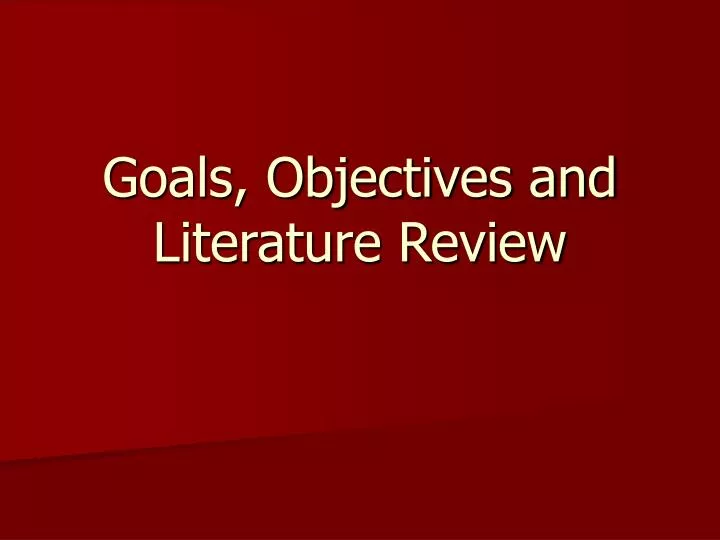 goals objectives and literature review