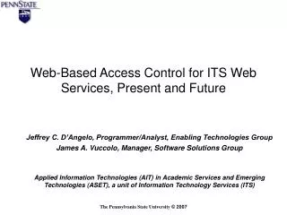 Web-Based Access Control for ITS Web Services, Present and Future