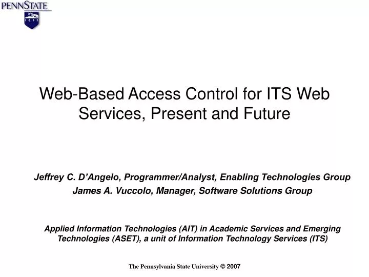 web based access control for its web services present and future