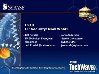 E219 EP Security: Now What?