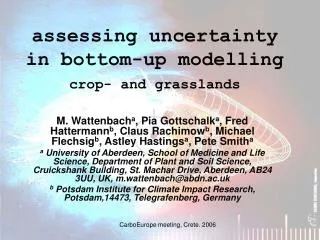 assessing uncertainty in bottom-up modelling crop- and grasslands