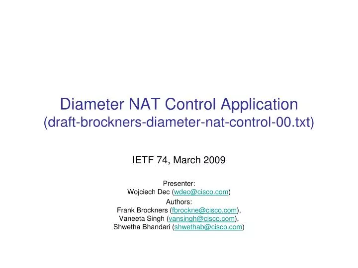diameter nat control application draft brockners diameter nat control 00 txt
