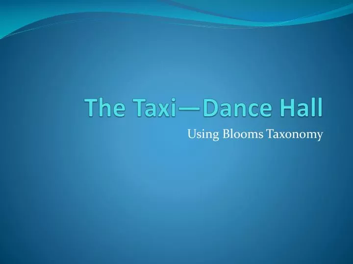 the taxi dance hall