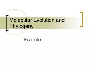 Molecular Evolution and Phylogeny