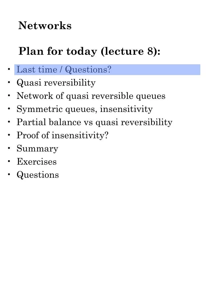 networks plan for today lecture 8
