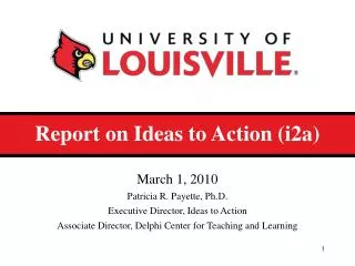 Report on Ideas to Action (i2a)