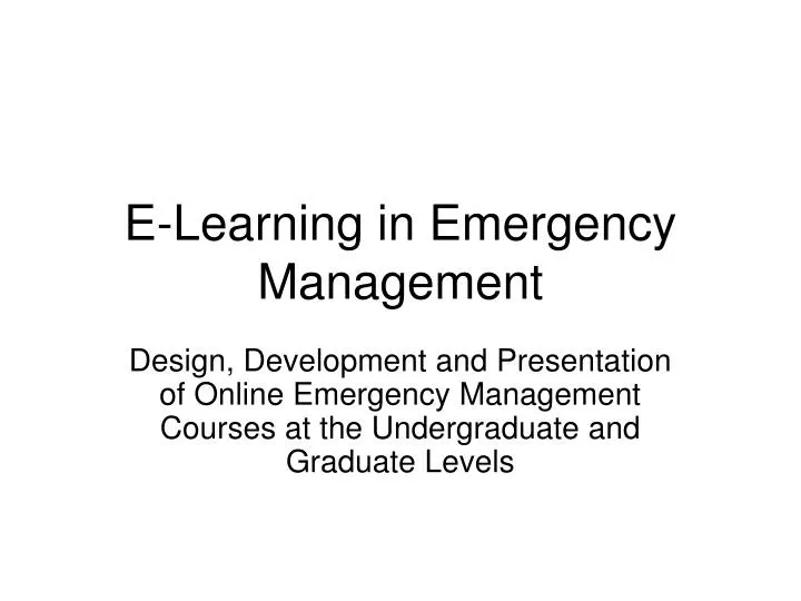 e learning in emergency management