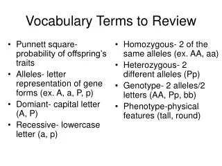 Vocabulary Terms to Review