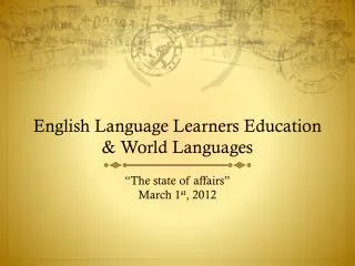 English Language Learners Education &amp; World Languages