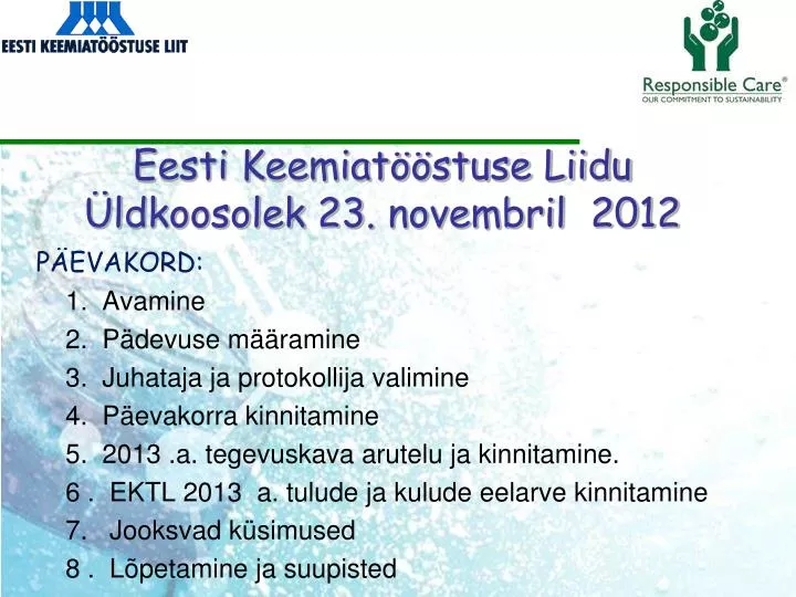 eesti keemiat stuse liidu ldkoosolek 23 novembril 2012