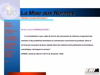 d finition pourquoi normaliser