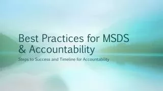 Best Practices for MSDS &amp; Accountability