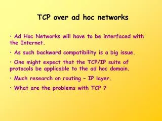 TCP over ad hoc networks
