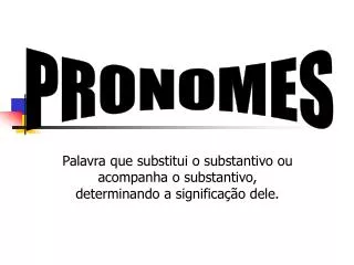palavra que substitui o substantivo ou acompanha o substantivo determinando a significa o dele